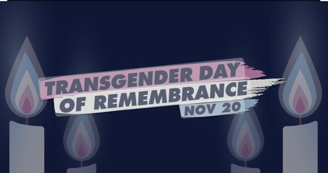Words in front of candles: Transgender day of remembrance Nov 20,