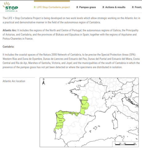 Screenshot from the Life Stop Cortaderia website. 