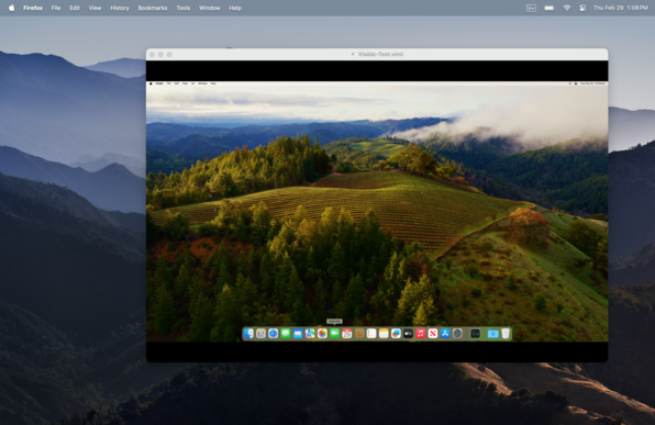 Screenshot of a mac desktop, inside which there is a window showing another mac desktop in a virtual machine.